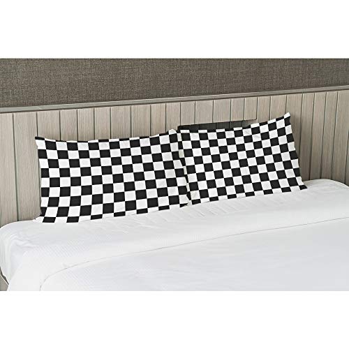 EKOBLA Racing Checkered Throw Pillow Cover, Black & White Geometric, 20x30"