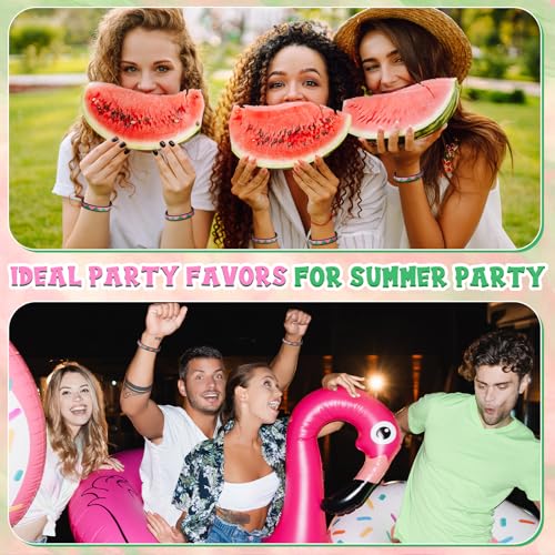 Wettarn 24 Pcs Pink & Green Silicone Friendship Bracelets for Sorority