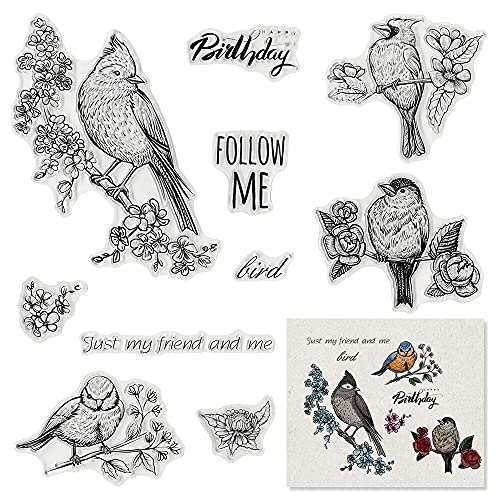 Birds and Flowers Clear Silicone Stamp for Scrapbooking and Card Making