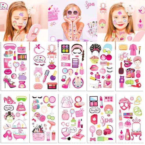 Spa Party Temporary Tattoos for Girls - 110 Pcs Waterproof Fake Tattoos