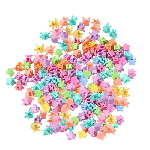 Mini Hair Claw Clips 100 Pcs Colorful Plastic Star & Crown Hair Accessories