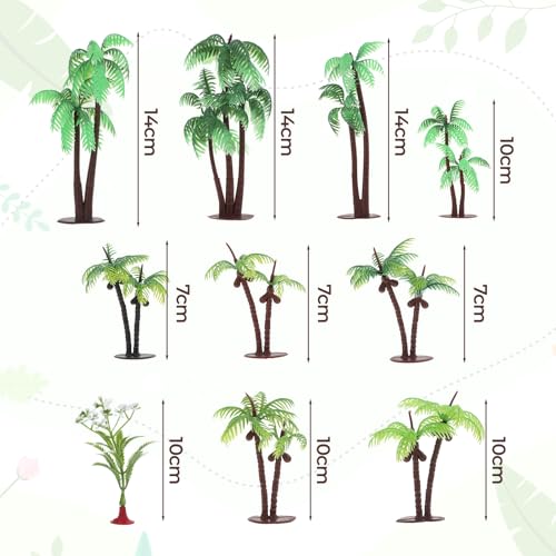 10 Pcs Mini Palm Tree Cake Toppers | Artificial Coconut Trees for DIY Decor