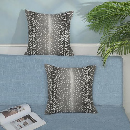 Antelope Print Pillow Covers 18x18 (Pack of 2) - Black Gray Boho Decor
