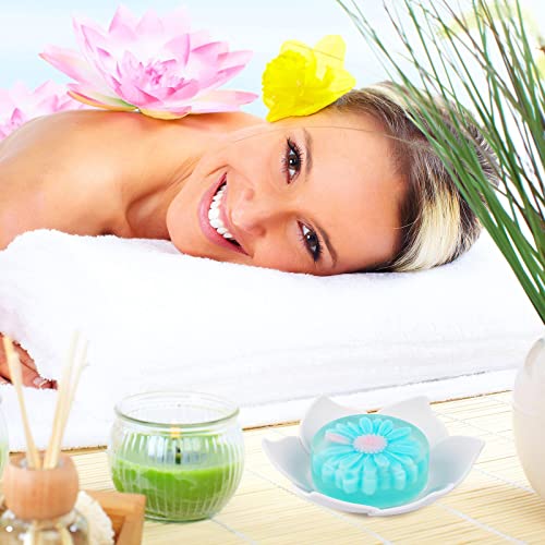 WhistenFla 4-Pack Lotus Silicone Soap Dish - Self-Draining Shower Tray