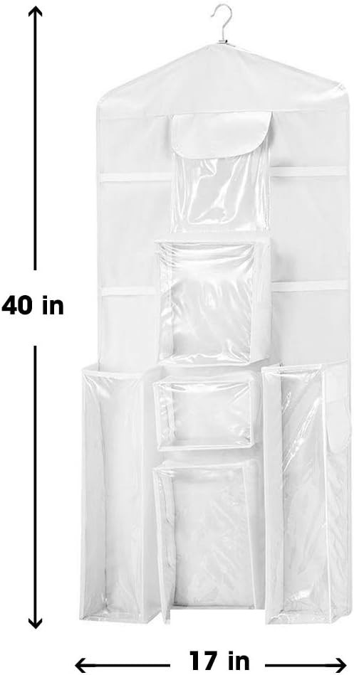 Primode Wrapping Paper Storage - Over The Door Gift Wrap Organizer with Double-Sided Pockets | 40”x17” (White)