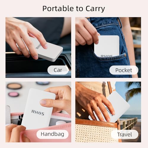 RHOS Folding Pocket Makeup Mirror with Comb, Portable White Travel Mirror