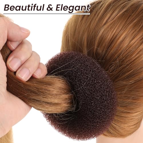 Shimmeroo 32-Piece Dark Brown Hair Bun Maker Set with 7 Donut Rings, Pins and Bands