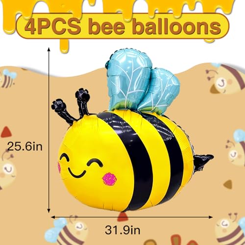 4-Pack Bumblebee Foil Balloons - Honey Bee Party Decorations