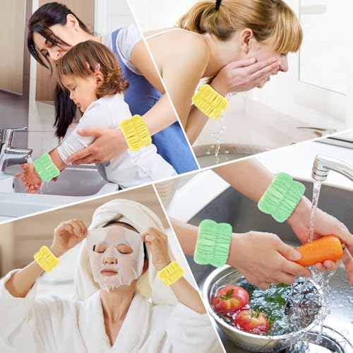 Darfukei Spa Wrist Bands for Washing Face, 4-Pack Absorbent Microfiber Arm Towels