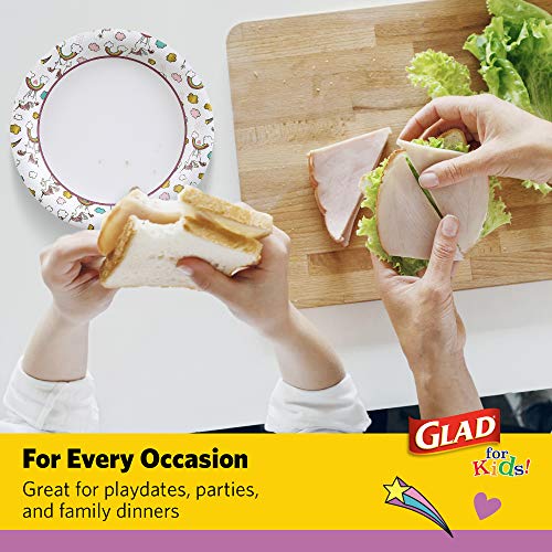 Glad for Kids Unicorn Disposable Paper Plates, 8.5 Inch, 120 Count