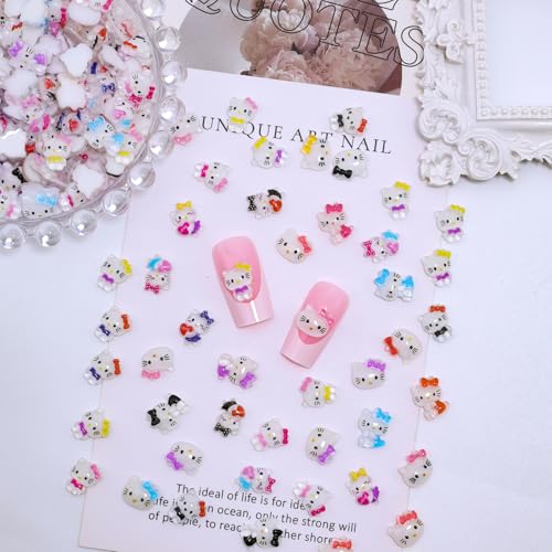 60Pcs Cute Nail Rhinestones Mixed Cartoon Resin Gems Flatback Charms