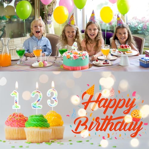 Rainbow Stripes Number 1 Birthday Candle - 2.4 Inch Multicolor