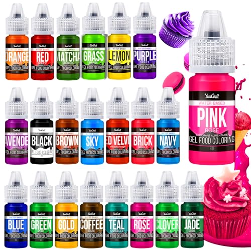YumCraft Vibrant Food Coloring Gel Set - 22 Bright Colors for Baking & Crafts