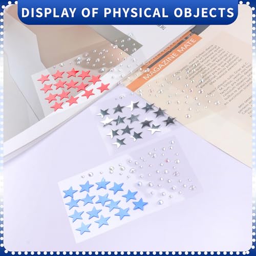 Star Face Gems Stickers - 3 Sheets Red, Silver & Blue Rhinestones for Makeup, Festivals and Parties