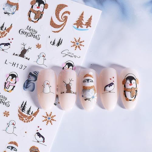 Christmas Nail Art Stickers 6 Sheets 3D Self-Adhesive Decals