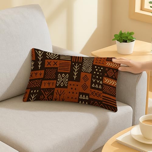 Boho Rustic African Pillow Covers 12x20 - Mud Cloth Design