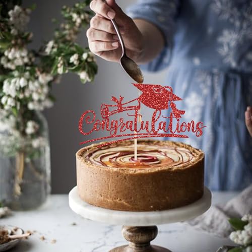 Graduation Cake Toppers - Class of 2026 Glitter Picks (6pcs)