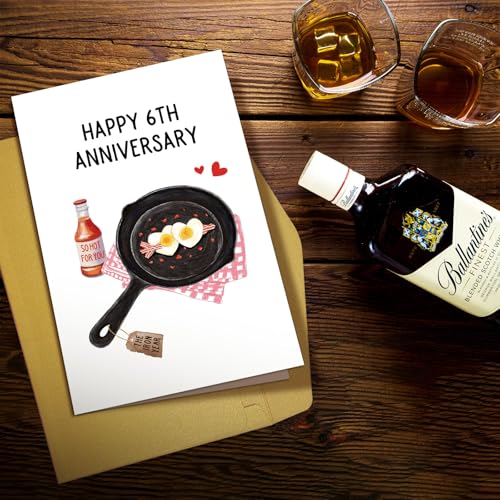 Funny 6 Year Iron Anniversary Card for Husband or Wife, Blank Inside