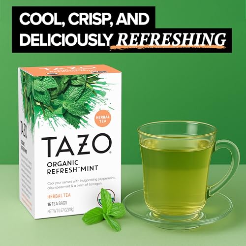 TAZO Organic Refresh Mint Herbal Tea Bags - Caffeine Free 16 Count