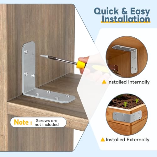 YogePote 3"x3"x1.2" L Brackets for Wood, Galvanized Steel Angle Brace (4PCS)