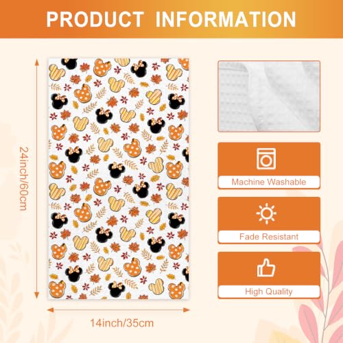 Fall Kitchen Towels - 2 Pack Cartoon Mouse Design, 14x24 Inch