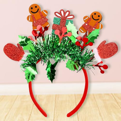 Christmas Gingerbread Man Headband Glitter Tassel Holiday Hair Accessory