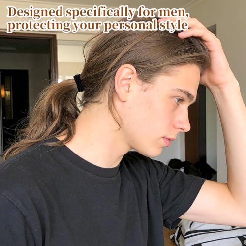 Cobee 18Pcs Men's Braided Elastic Hair Ties, No Slip Black Hair Bands