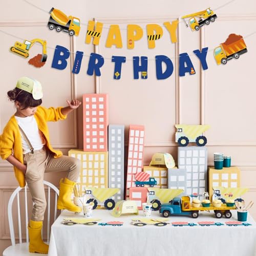Construction Birthday Banner - Pre-Strung Excavator Design