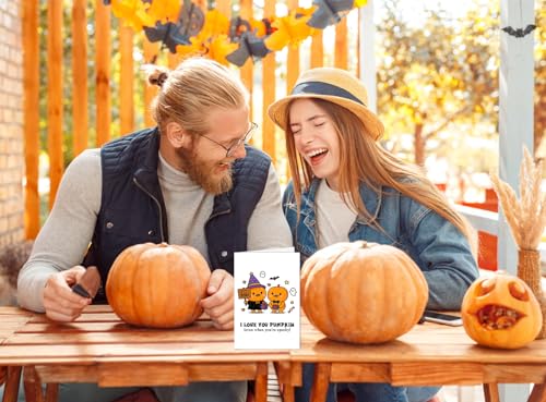 Funny I Love You Pumpkin Halloween Card with Envelope for Him and Her