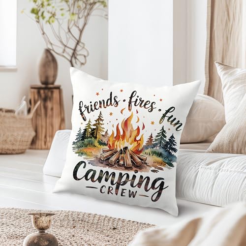 Flannel Camping Pillow Cover 18x18 | Cozy Throw Pillow for RV Decor