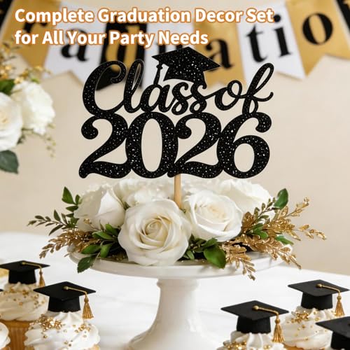 Class of 2026 Graduation Cake Toppers & Centerpieces - 12PCS
