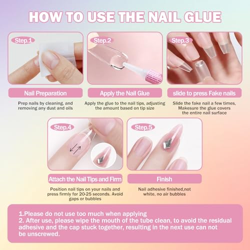 MAGIC ARMOR 15PCS Professional Nail Glue for Acrylic & Press on Nails