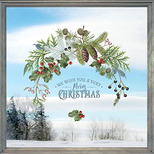 Christmas Decal Stickers Wall Decals for New Year Happy Christmas Tree Vinyl Wall Art Removable Modern Xmas010