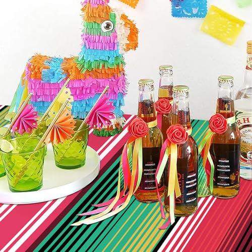 Mexican Serape Tablecloth - 54x108 Inch Striped Party Cover