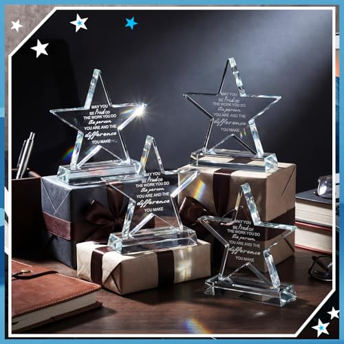 Wesiti Employee Appreciation Award Crystal Trophy - May You Be Proud of the Work You Do - 4 Pack, 5 Inches
