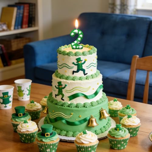 St. Patrick's Day Number 8 Candle - Lucky Shamrock Cake Topper
