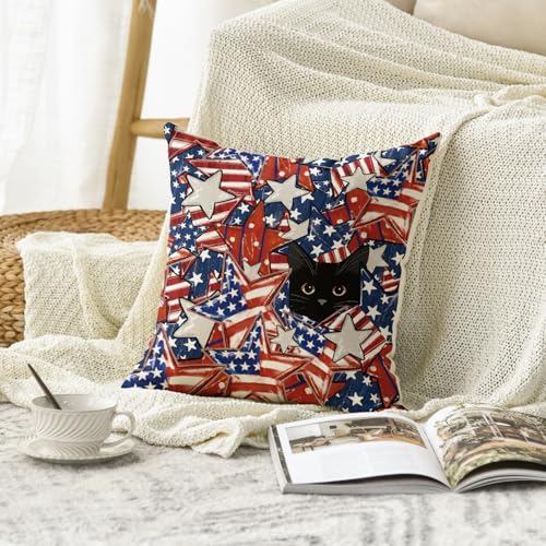 AVOIN Colorlife 4th of July Patriotic Stars Pillow Cover 18x18