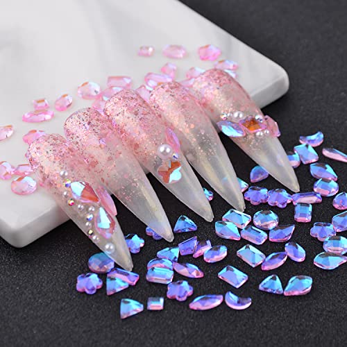 MEILINDS 100pcs Nail Art Rhinestones Set - Mixed Shape Glass Gems & Beads