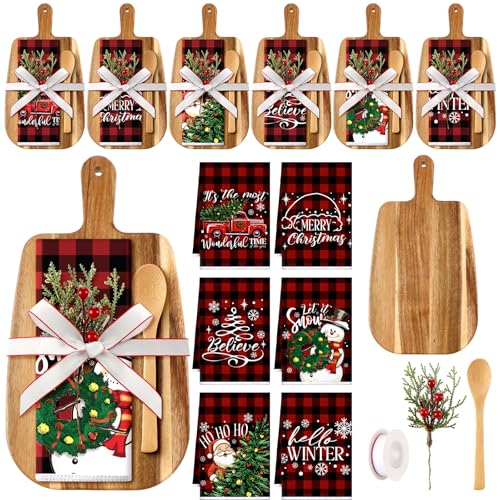 Santa Claus Christmas Kitchen Gift Set with Cutting Boards Towels & Utensils - 6 Sets