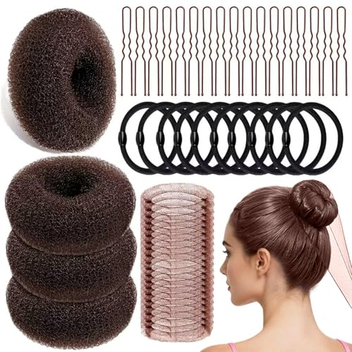 YINGFENG 134-Piece Brown Hair Bun Maker Kit with Hair Nets and Pins