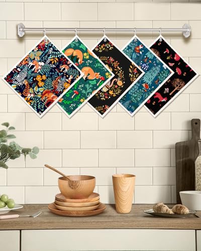 Miss Adola Swedish Dishcloths - 5 Pack Reusable Animal Forest Cleaning Cloths