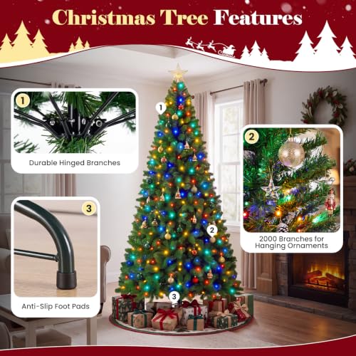 9ft Green Multi-Color LED Pre-Lit Artificial Christmas Tree with 8 Lighting Modes