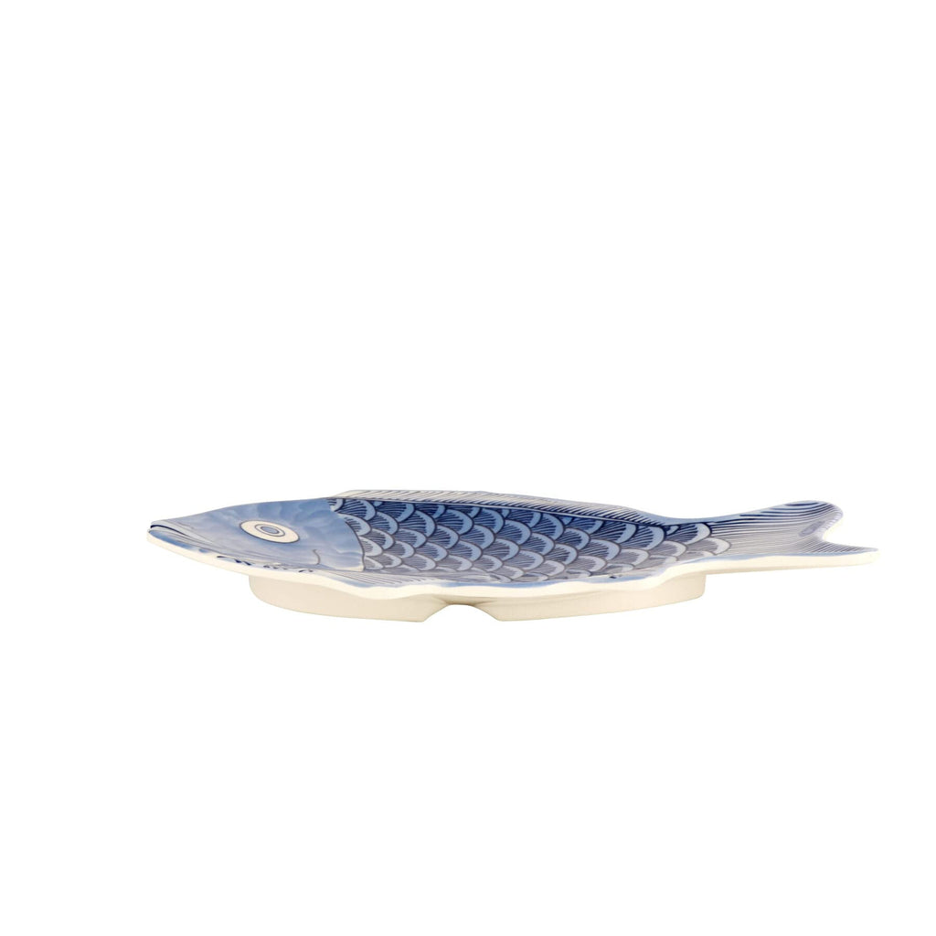G.E.T. 370-10-BL Blue 10 Fish Shape Serving Platter, Break Resistant Dishwasher Safe Melamine Plastic, Creative Table Collection (Pack of 12)