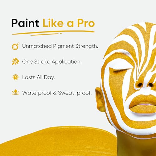 Blue Squid Metallic Gold Face Paint Stick - Waterproof Body Makeup & Sports Eyeblack