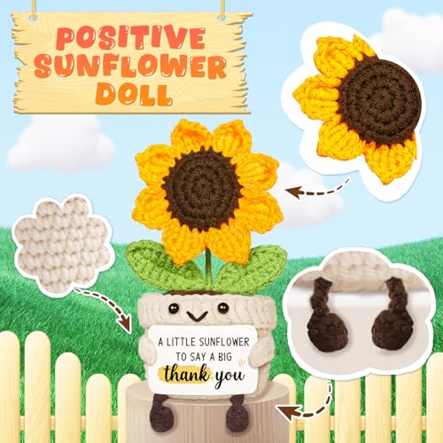 Handmade Sunflower Crochet Decor Gift with Warm Card