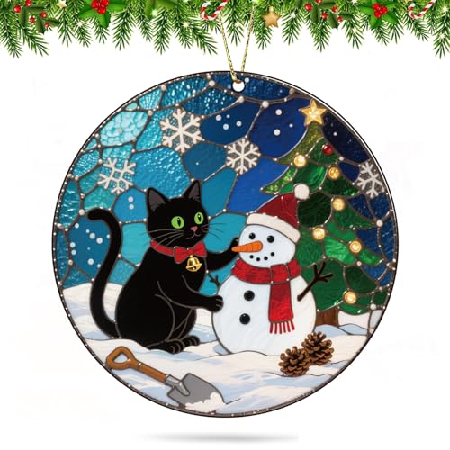 2025 Black Cat Christmas Ornaments - Funny 2D Acrylic Decor