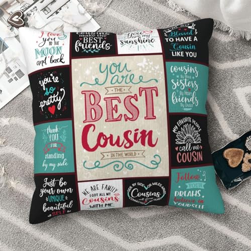 Cousin Gift Throw Pillow Cover 18x18 - Inspirational & Soft