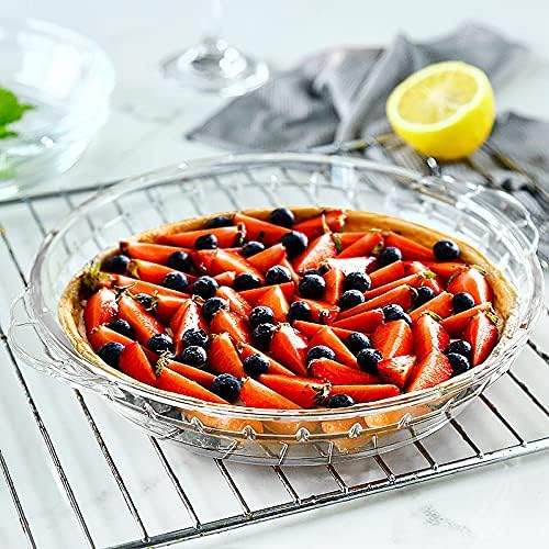 MCIRCO Glass Pie Plates Set - Deep Baking Dishes with Handles | 4 Packs (7"/8"/9"/10") Clear