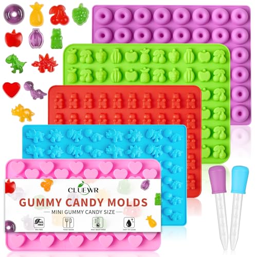 Mini Silicone Candy Molds - 5 Pcs with Bear, Dinosaur, Fruit Shapes
