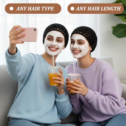 Sibba 2-Pack Stretchy Mesh Hair Wrap Caps for Curly Hair